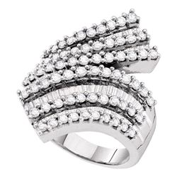 2 CTW Womens Round Diamond Bypass Cocktail Ring 14kt White Gold - REF-187M5F