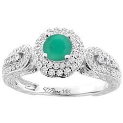 1.01 CTW Emerald & Diamond Ring 14K White Gold - REF-89K9W