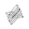 Image 1 : 2 & 1/2 CTW Womens Round Diamond Crossover Open Strand Cocktail Ring 14kt White Gold - REF-211F4W