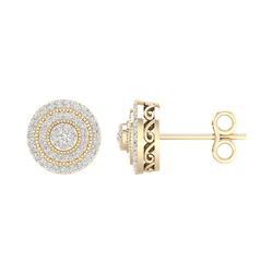 1/2 CTW Womens Round Diamond Cluster Earrings 14kt Yellow Gold - REF-54R5X
