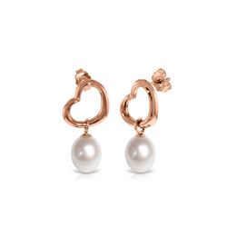 Genuine 8 ctw Pearl Earrings 14KT Rose Gold - REF-39T4A