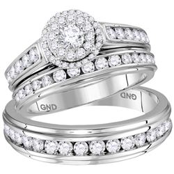 1 & 5/8 CTW His Hers Round Diamond Solitaire Matching Wedding Set 14kt White Gold - REF-194A2M
