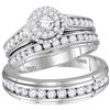 Image 1 : 1 & 5/8 CTW His Hers Round Diamond Solitaire Matching Wedding Set 14kt White Gold - REF-194A2M