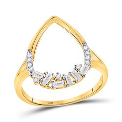 1/5 CTW Womens Round Diamond Scattered Teardrop Ring 14kt Yellow Gold - REF-29Y4N