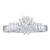 Image 1 : 1/4 CTW Womens Round Diamond Cluster Ring 10kt White Gold - REF-17N6A