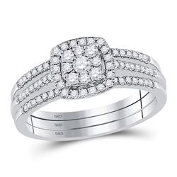 1/2 CTW Round Diamond 3-Piece Bridal Wedding Ring 10kt White Gold - REF-51W3H