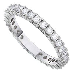 2 CTW Womens Round Pave-set Diamond Eternity Wedding Band Ring 14kt White Gold - REF-204X5T