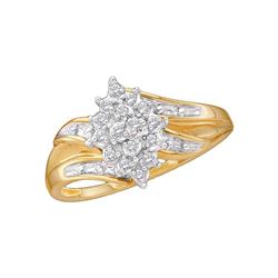 1/10 CTW Womens Round Diamond Cluster Ring 10kt Yellow Gold - REF-20M5F