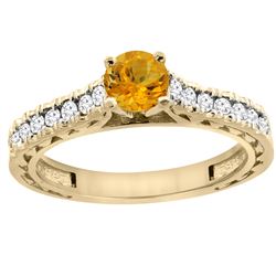 0.72 CTW Citrine & Diamond Ring 14K Yellow Gold - REF-62H3M