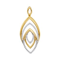 1/5 CTW Womens Round Diamond Geometric Oval Pendant 10kt Yellow Gold - REF-23H3R