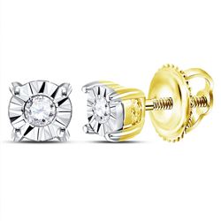 1/20 CTW Womens Round Diamond Solitaire Illusion Earrings 10kt Yellow Gold - REF-8A3M