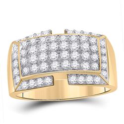 1 & 3/8 CTW Mens Round Diamond Fashion Ring 10kt Yellow Gold - REF-99W2H