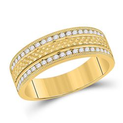 1/2 CTW Mens Round Diamond Wedding Band Ring 14kt Yellow Gold - REF-92M3F