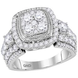 2 & 1/2 CTW Round Diamond Cluster Bridal Wedding Engagement Ring 14kt White Gold - REF-241N4A