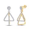 Image 1 : 3/8 CTW Womens Round Diamond Triangle Dangle Earrings 10kt Yellow Gold - REF-34T3V