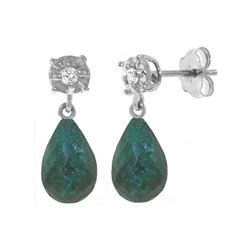 Genuine 17.66 ctw Green Sapphire Corundum & Diamond Earrings 14KT White Gold - REF-37V4W