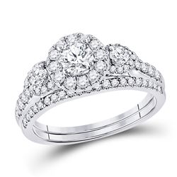 1 CTW Round Diamond Bridal Wedding Ring 14kt White Gold - REF-122T6V