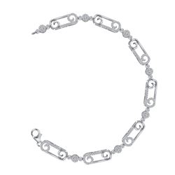 3/4 CTW Womens Round Diamond Scroll Fashion Bracelet 10kt White Gold - REF-54X5T