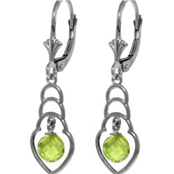 Genuine 1.25 ctw Peridot Earrings 14KT White Gold - REF-25R6P