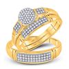 Image 1 : 1/3 CTW His Hers Round Diamond Cluster Matching Wedding Set 10kt Yellow Gold - REF-55F3W