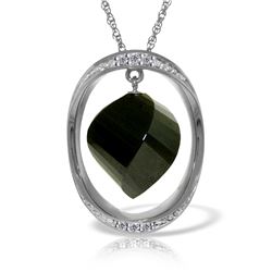 Genuine 15.6 ctw Black Spinel & Diamond Necklace 14KT White Gold - REF-107H8X