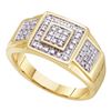 Image 1 : 1/4 CTW Mens Round Diamond Square Ring 10kt Yellow Gold - REF-39R5X