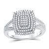 Image 1 : 1/4 CTW Womens Round Diamond Rectangle Cluster Split-shank Ring 10kt White Gold - REF-32X7T