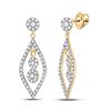 Image 1 : 1/2 CTW Womens Round Diamond Dangle Earrings 10kt Yellow Gold - REF-28W5H