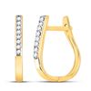 Image 1 : 1/20 CTW Womens Round Diamond Hoop Earrings 10kt Yellow Gold - REF-9H5R