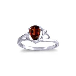 Genuine 0.66 ctw Garnet & Diamond Ring 14KT White Gold - REF-31W4Y