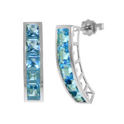 Genuine 4.5 ctw Blue Topaz Earrings 14KT White Gold - REF-38P5H