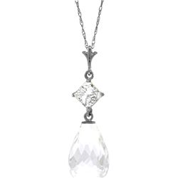 Genuine 5.5 ctw White Topaz Necklace 14KT White Gold - REF-22P2H