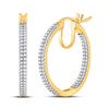Image 1 : 1/2 CTW Womens Round Diamond Inside Outside Hoop Earrings 10kt Yellow Gold - REF-40H8R