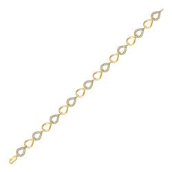 1/2 CTW Womens Round Diamond Link Fashion Bracelet 10kt Yellow Gold - REF-72N3A