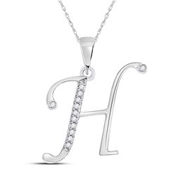 1/12 CTW Womens Round Diamond H Initial Letter Pendant 10kt White Gold - REF-10F9W