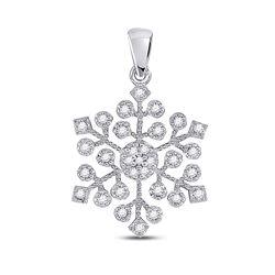 1/6 CTW Womens Round Diamond Snowflake Fashion Pendant 10kt White Gold - REF-16H4R
