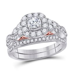 1 CTW Round Diamond Bridal Wedding Ring 14kt Two-tone Gold - REF-126M2F