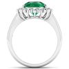 Image 2 : Natural 3.33 CTW Zambian Emerald & Diamond Ring 14K White Gold - REF-141M7T