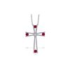 Image 1 : Genuine 0.53 ctw Ruby & Diamond Necklace 14KT White Gold - REF-79F4Z