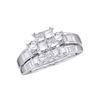 Image 1 : 1 CTW Princess Diamond Bridal Wedding Ring 14kt White Gold - REF-109N6A