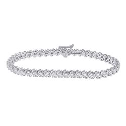 4 CTW Womens Round Diamond Classic Tennis Bracelet 14kt White Gold - REF-286Y4N