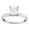 7/8 CTW Womens Princess Diamond Solitaire Bridal Wedding Engagement Ring 14kt White Gold - REF-261F2