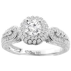 0.90 CTW Diamond Ring 14K White Gold - REF-143M3K