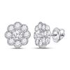 Image 1 : 2 CTW Womens Round Diamond Flower Cluster Earrings 14kt White Gold - REF-204T5V