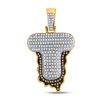 5/8 CTW Mens Round Red Color Enhanced Diamond Letter T Blood Charm Pendant 10kt Yellow Gold - REF-36