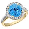 2.44 CTW Swiss Blue Topaz & Diamond Ring 14K Yellow Gold - REF-56K2W
