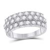 1 CTW Womens Round Diamond 3-Row Anniversary Ring 14kt White Gold - REF-95M5F