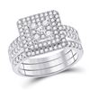 Image 1 : 1 CTW Round Diamond Bridal Wedding Ring Band Set 10kt White Gold - REF-95N5A