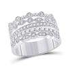 Image 1 : 1/2 CTW Womens Round Diamond Stacked Band Ring 10kt White Gold - REF-57A3M