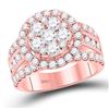 2 CTW Round Diamond Cluster Bridal Wedding Engagement Ring 14kt Rose Gold - REF-177A3M